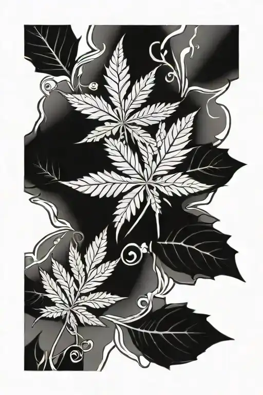 Videographer And Weed Leaf Intertwined