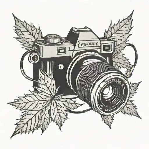 Camera And Weed Leaf Intertwined