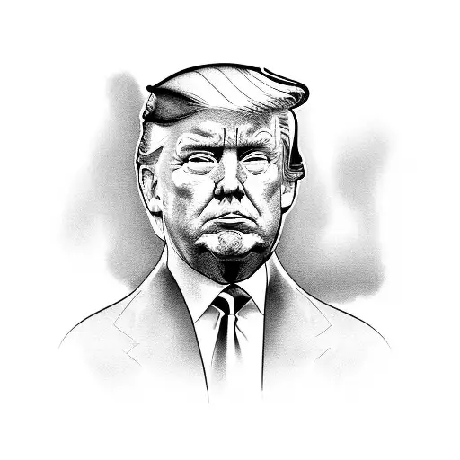 A Portrait Of Trump With A Camouflage Background