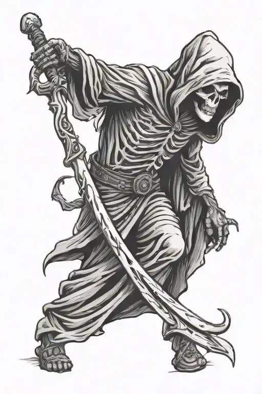 Grim Reaper Holding A Scythe
