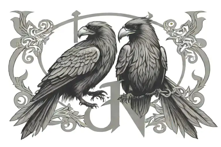 Viking Raven And Initials Intertwined
