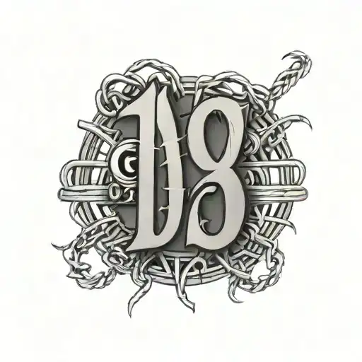 The Number 1975 In A Gangster Font With Barbed Wire All Around