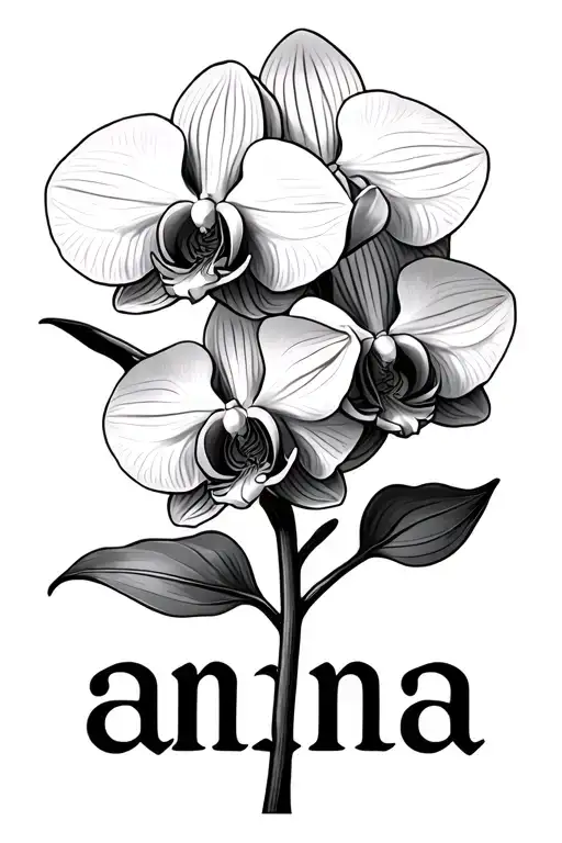The Name Anna With The Letters Being The Stem Of A Orchid Flowers