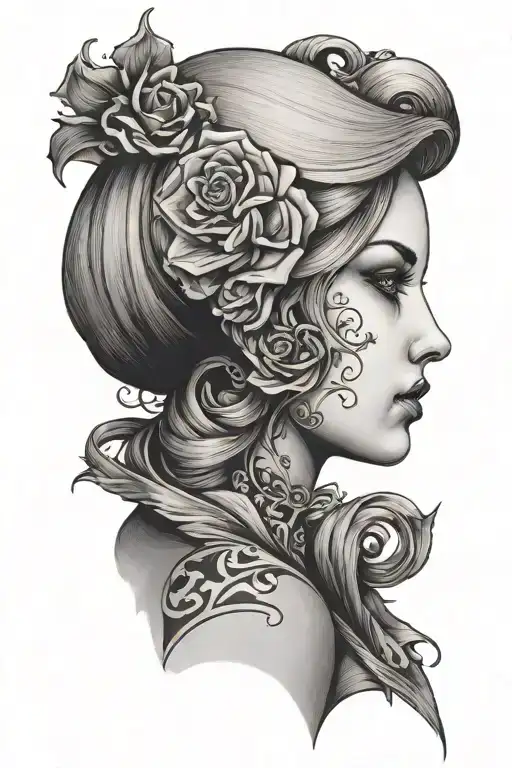 Lady In Black Dress Head Back