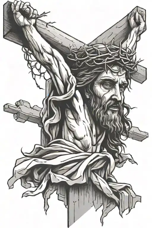 Jesus Christ Crucified And Heads