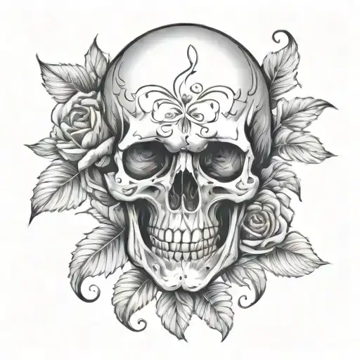 Skull And Flowers