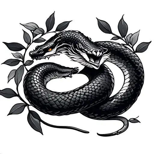 Japanese Snake With Laurel Wreath