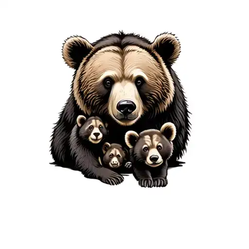Bear With Cubs