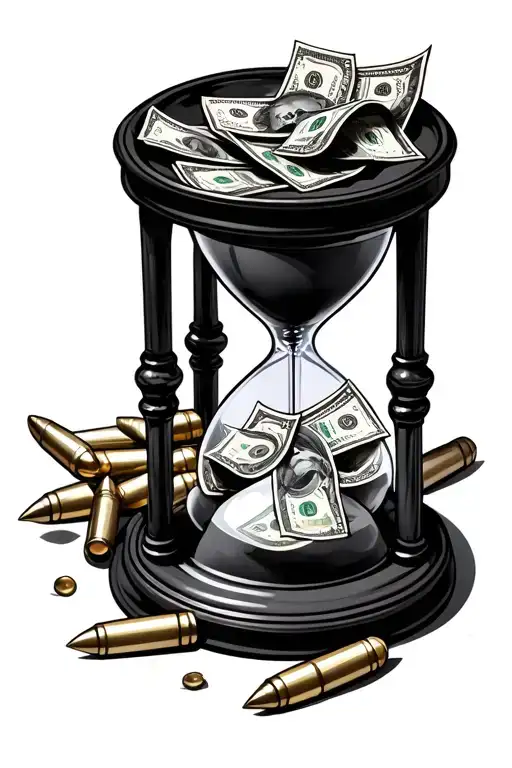 Money And Bullets Inside An Hourglass
