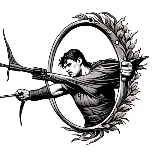 Keyhole With Archer Shooting An Arrow