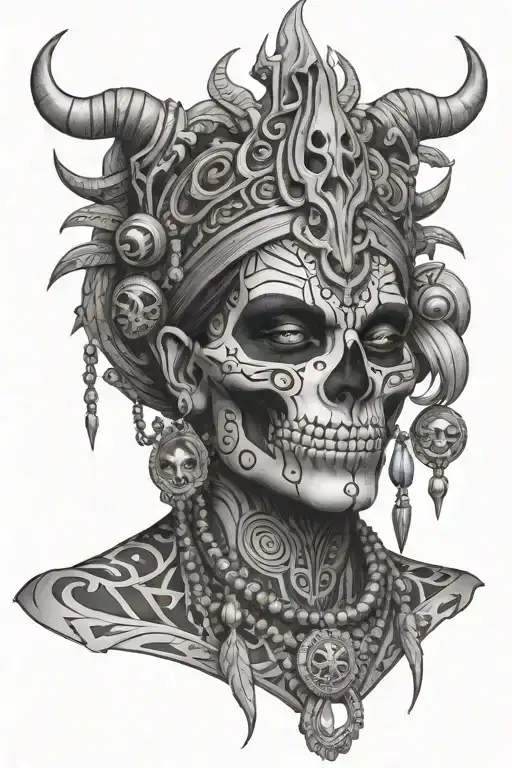 Kali Ma With Skull Necklace Wrapped