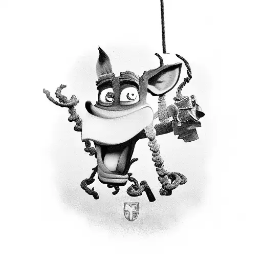 Crash Bandicoot Hanging From A Rope Or A Vine