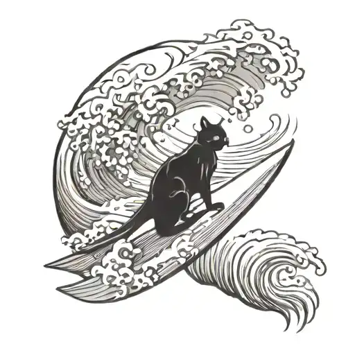 Black Cat Surfing Wave