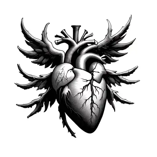 Anatomical Sacred Heart In Black And White