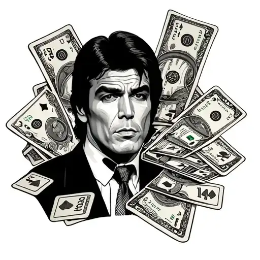 Tony Montana With Money And Poker Letters
