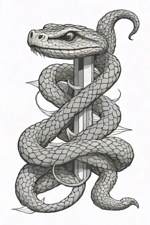 Snake Wrapped Around A Sword