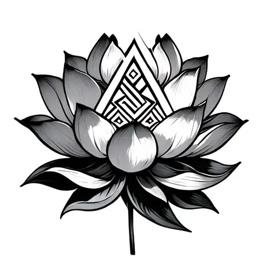 Valknut With Lotus Flower Blooming