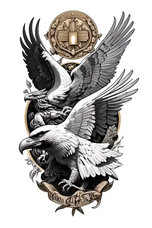 Naval Traditional With Eagles And Neptune God