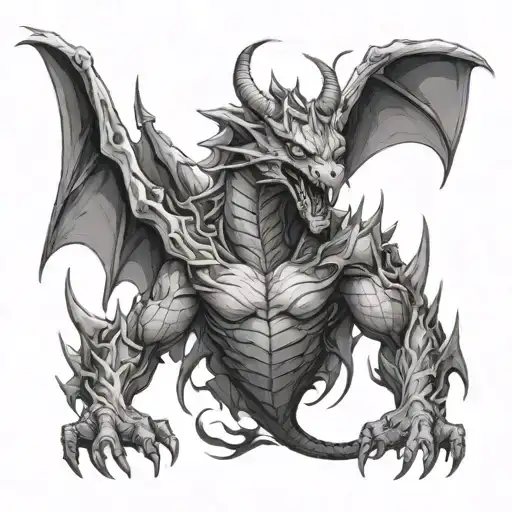 Huge Dragon And Anime Evil Heroes