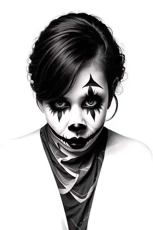 Girl Uncovering Her Face With Clown Face