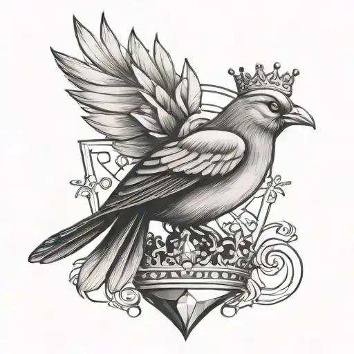 Bird In Crown On Diamond