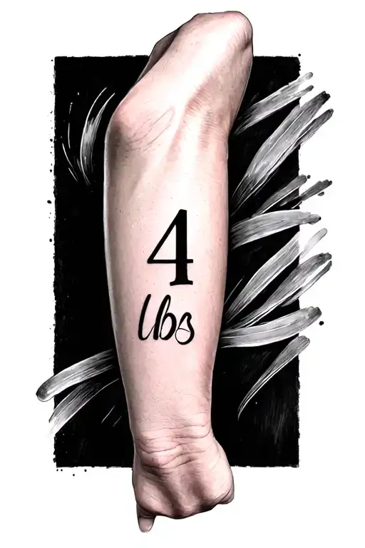 The Words 4 Lbs Written Down On A Forearm Cursive Writing
