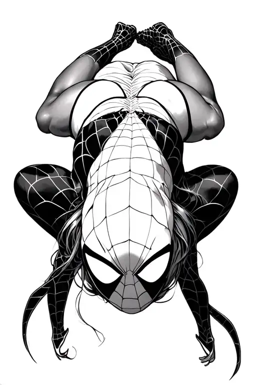 Spider Girl Suspended Upside