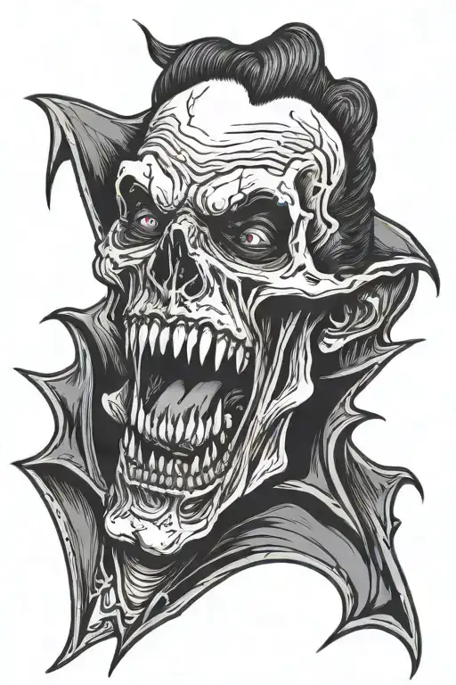 Vampire Face With Fangs Screaming Skull Stretching