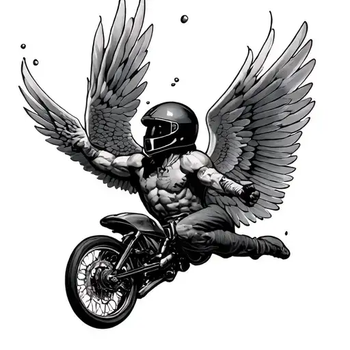 Falling Icarus Wearing A Motorcycle Helmet