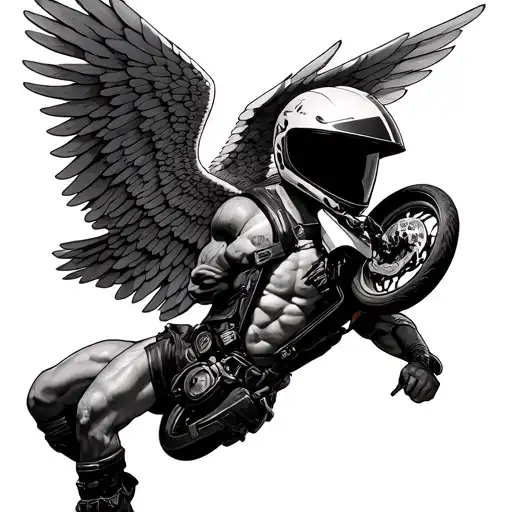 Falling Icarus Wearing A Motorcycle Helmet