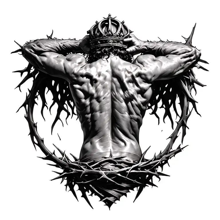 Archangle Michael With Crown Of Thorns Down Back