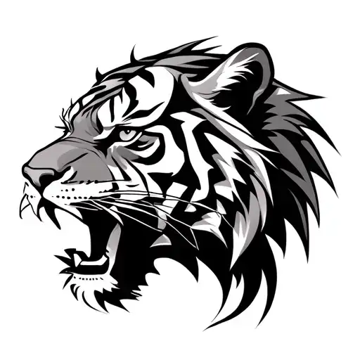 Iion Tiger Roaring Lion's Head Profile Holding