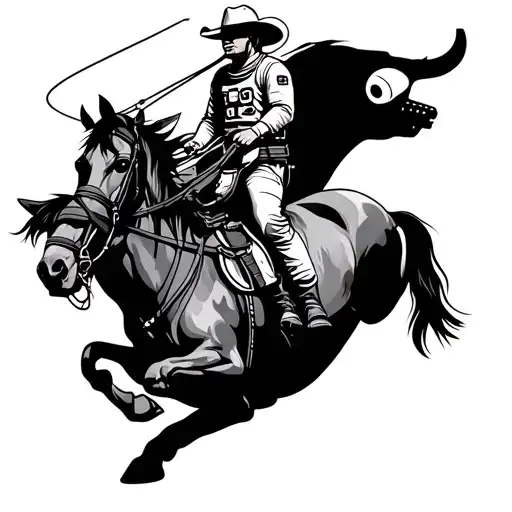 Astronaut Cowboy On A Horse Roping A Steer That's Being Abducted By Aliens