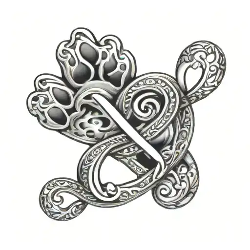 Infinity Symbol With Dog Paw And Heart