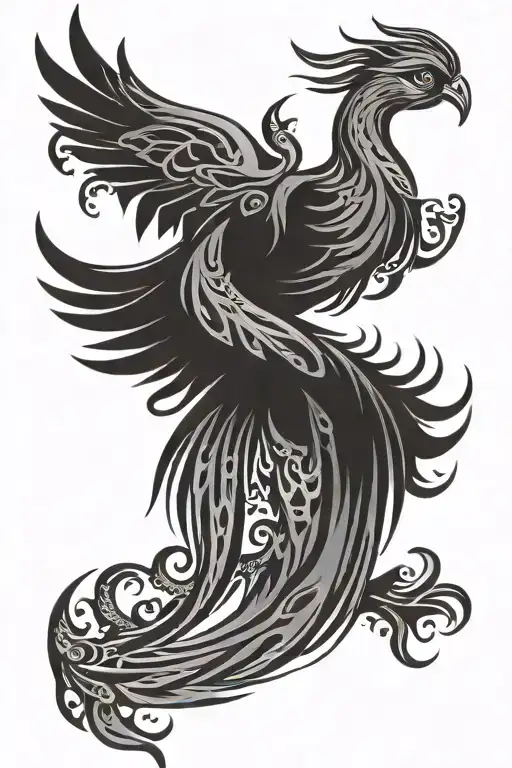 A Simple Tribal Style Phoenix With The Word Phoenix Incorporated Within The Image