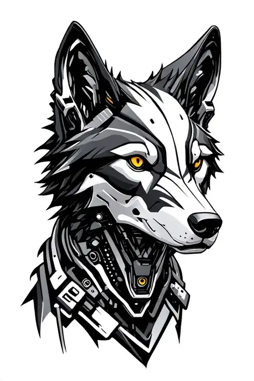 Robotic Wolf Face