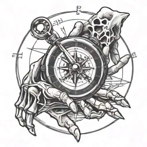 Skeleton Hand Holding A Compass