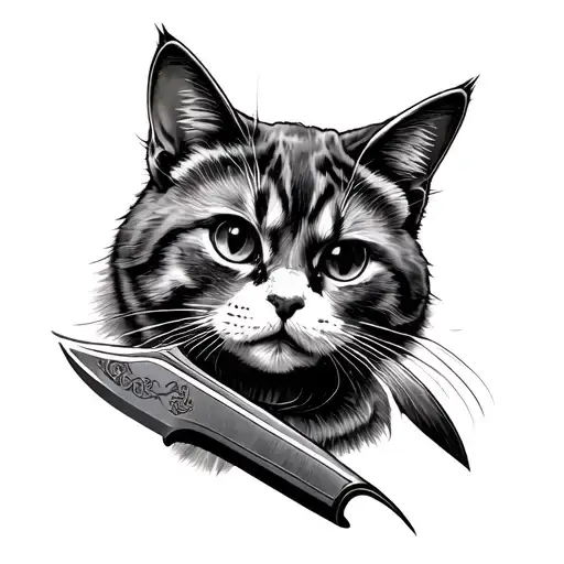 Old School Knife With Cat
