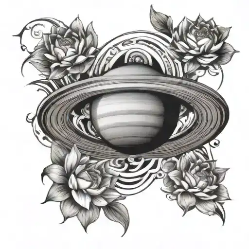 Saturn With Lotus Flowers Inside