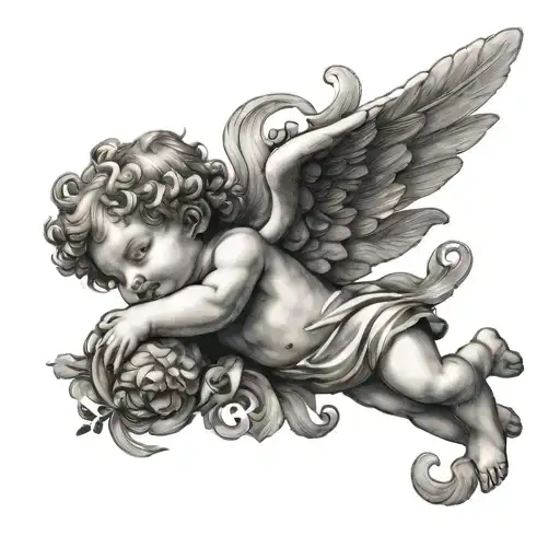 Good And Eveil Cherub Flying