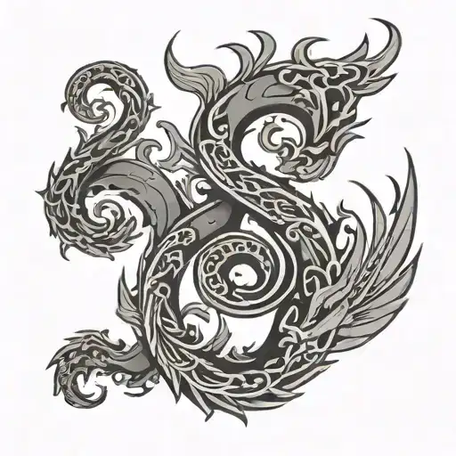 Phoenix Dragon In The Shape Of A Treble Clef With A Semi Colon