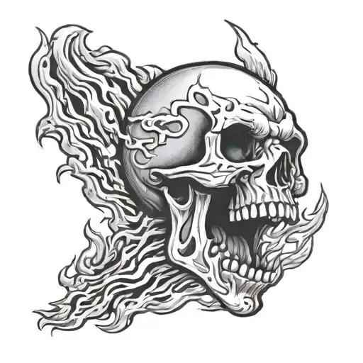 Skull Screaming Flames Shooting