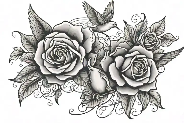 Doves Flying Around A Rose