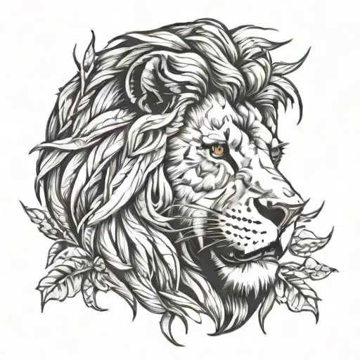 Lion Being Choked By Thorns