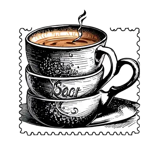 3 Mugs Inside A Postage Stamp Girly Fineline