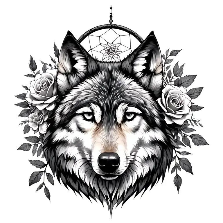 Wolf Dreamcatcher Roses Mayflowers