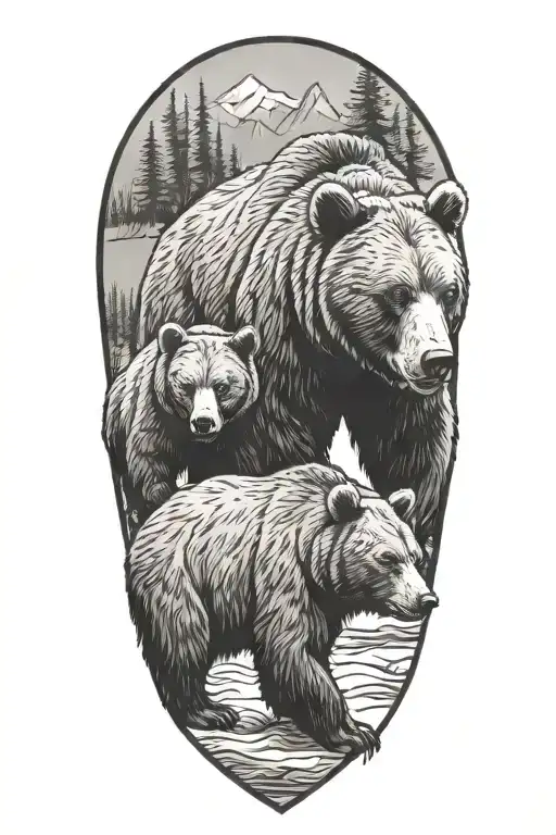 Bear Tattoo For Father And Son
