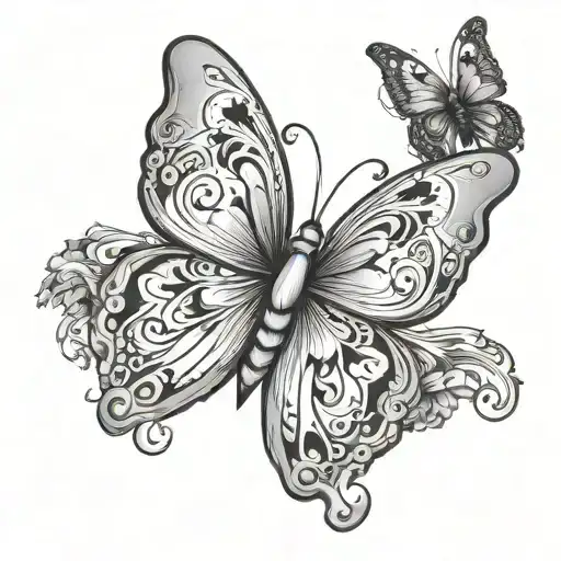 Butterfly With Flowing Wings Designed As A Cookie Cutter Surrounded By Black