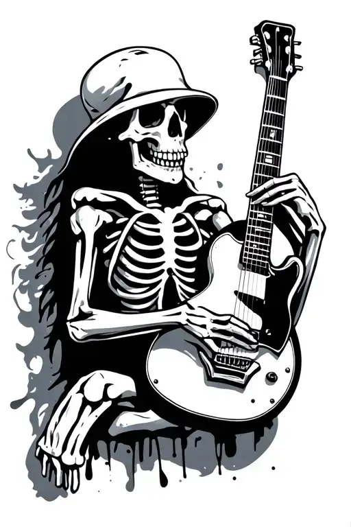 Skeleton Playing Guitar