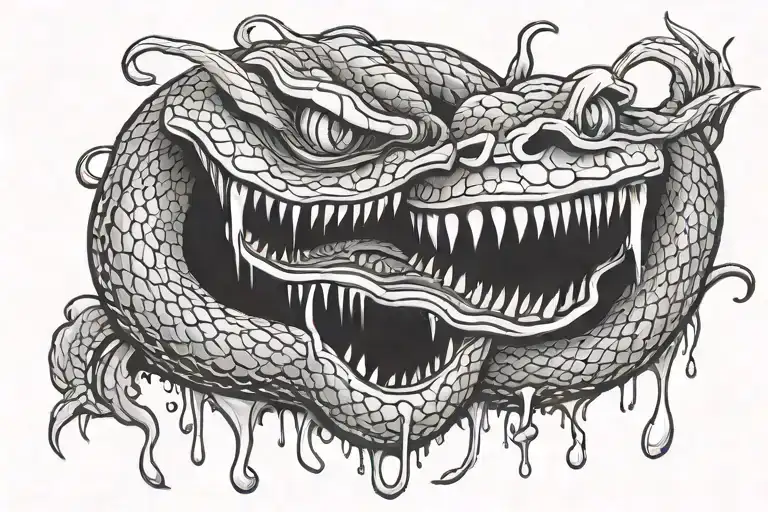 Large Snake Dripping Poison From Its Mouth